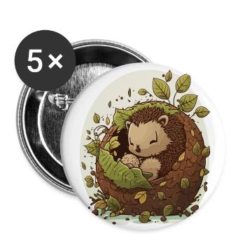 Kuscheliger Igel - Buttons klein 25 mm (5er Pack) - Weiß - Vorne
