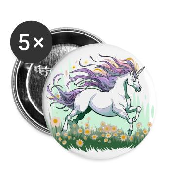 Licorne magique - Lot de 5 petits badges (25 mm) - blanc - Devant