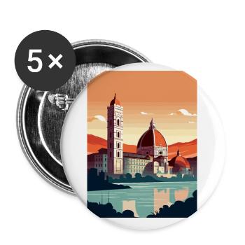 Florence Italie Décoration Vintage Voyage Affiche - Lot de 5 petits badges (25 mm) - blanc - Devant