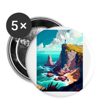 Cabo Da Roca Portugal Affiche de voyage Vintage WPA - Lot de 5 petits badges (25 mm) - blanc - Devant