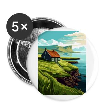 Faroe Island Denmark The Islands Travel Poster - Buttons small 1''/25 mm (5-pack) - white - Front
