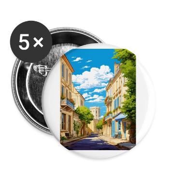 La Rochelle France Vintage voyage affiche Souvenir - Lot de 5 petits badges (25 mm) - blanc - Devant