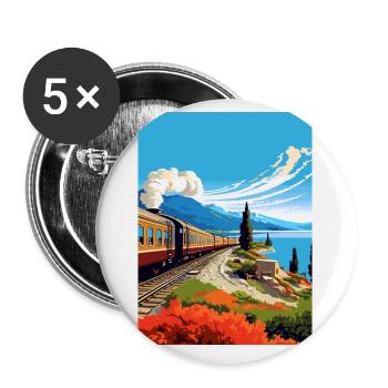 Orient Express Europa Deko Vintage Reiseposter - Buttons klein 25 mm (5er Pack) - Weiß - Vorne