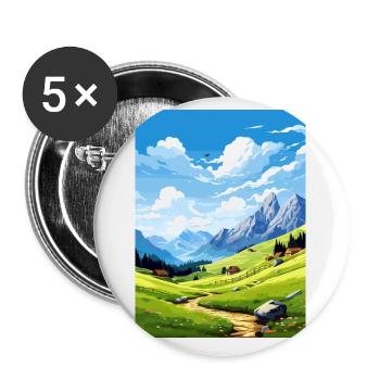 Velika Planina Slovénie Lac de Bled Affiche de voyage - Lot de 5 petits badges (25 mm) - blanc - Devant