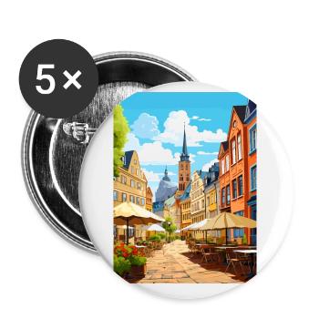 Mayence décoration Allemagne Vintage voyage affiche WPA - Lot de 5 petits badges (25 mm) - blanc - Devant
