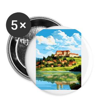 Château de Ptuj Slovénie Lac Bled Affiche de voyage - Lot de 5 petits badges (25 mm) - blanc - Devant