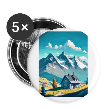 Le Chasseron Falls Suisse Affiche de voyage - Lot de 5 petits badges (25 mm) - blanc - Devant