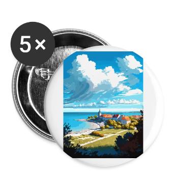 Gotland Schweden Vintage Reiseposter WPA Souvenir - Buttons klein 25 mm (5er Pack) - Weiß - Vorne