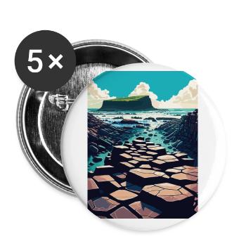 Géant S Causeway Irlande du Nord affiche de voyage - Lot de 5 petits badges (25 mm) - blanc - Devant