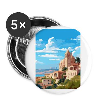 Alicante Spanien Vintage Reiseposter WPA Souvenir - Buttons klein 25 mm (5er Pack) - Weiß - Vorne
