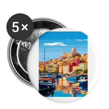 Cagliari Italien Vintage Reiseposter WPA Souvenir - Buttons klein 25 mm (5er Pack) - Weiß - Vorne