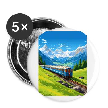 Orient Express Europa Deko Vintage Reiseposter - Buttons klein 25 mm (5er Pack) - Weiß - Vorne