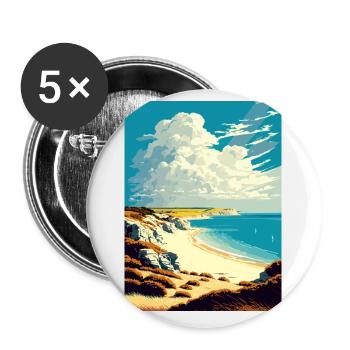 Hengistbury Head England Vintage Reiseposter WPA - Buttons klein 25 mm (5er Pack) - Weiß - Vorne