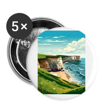 Flamborough Head England Vintage Reiseposter WPA - Buttons klein 25 mm (5er Pack) - Weiß - Vorne