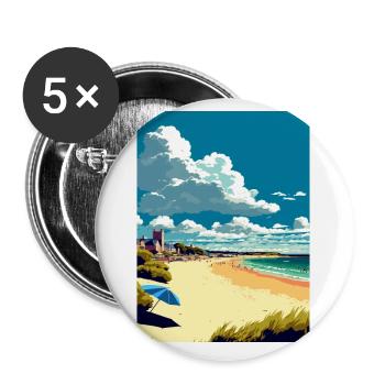 Bournemouth Angleterre plage Vintage affiche de voyage - Lot de 5 petits badges (25 mm) - blanc - Devant