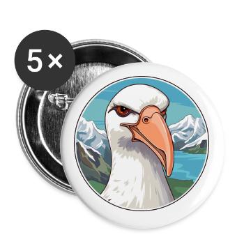 Albatross Watercolor Cartoon Kawaii Pet Animal Col - Buttons small 1''/25 mm (5-pack) - white - Front