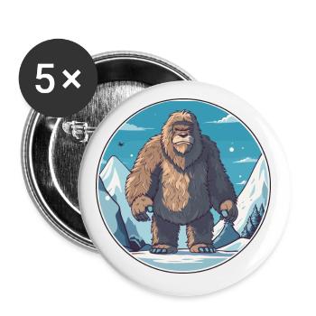 Big Foot Watercolor Cartoon Kawaii Pet Animal Colo - Buttons small 1''/25 mm (5-pack) - white - Front