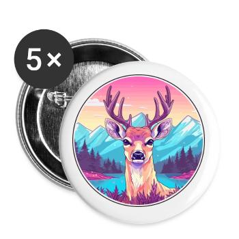 Cerf Aquarelle Dessin Animé Kawaii Animal De Compagnie Animal Coloré - Lot de 5 petits badges (25 mm) - blanc - Devant
