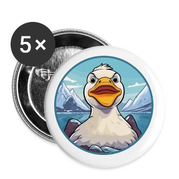 Canard Aquarelle Dessin Animé Kawaii Animal De Compagnie Coloré - Lot de 5 petits badges (25 mm) - blanc - Devant