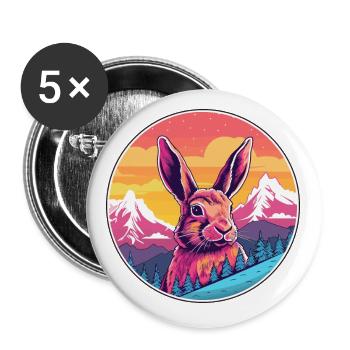Lapin Aquarelle Dessin Animé Kawaii Animal De Compagnie Colorf - Lot de 5 petits badges (25 mm) - blanc - Devant