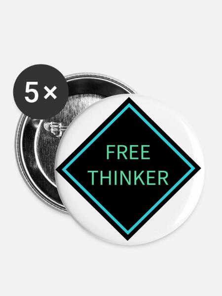 Freidenker-Warnschild - Buttons klein 25 mm (5er Pack) - Weiß