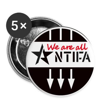 Nous sommes tous ANTIFA - Lot de 5 petits badges (25 mm) - blanc - Devant