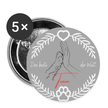 Das beste Team der Welt! / Pfote & Hand - Buttons klein 25 mm (5er Pack) - Weiß - Vorne