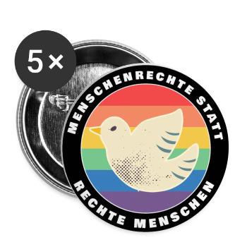 Menschenrechte statt rechte Menschen Demokratie - Buttons klein 25 mm (5er Pack) - Weiß - Vorne