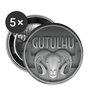 Gutulhu-Platz - Buttons klein 25 mm (5er Pack) - Weiß - Vorne