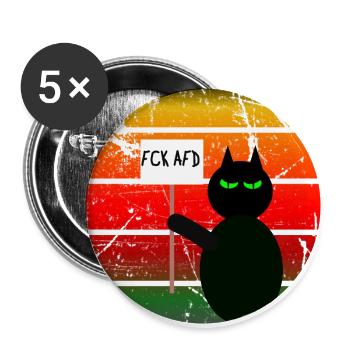 Lustige DemoCat mit Statement FCKAFD - Buttons klein 25 mm (5er Pack) - Weiß - Vorne