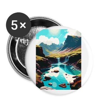 Île de Skye Ecosse Vintage voyage affiche WPA - Lot de 5 petits badges (25 mm) - blanc - Devant