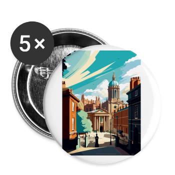 Leeds England Yorkshire Vintage Travel Poster WPA - Buttons small 1''/25 mm (5-pack) - white - Front