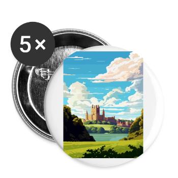 Cardiff Castle Wales Vintage Reiseposter WPA Kunst - Buttons klein 25 mm (5er Pack) - Weiß - Vorne