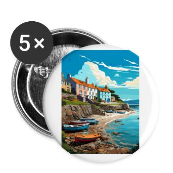 New Quay Welsh Wales Vintage Travel Poster WPA Art - Buttons small 1''/25 mm (5-pack) - white - Front