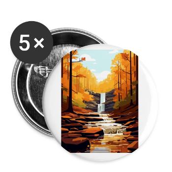 Souvenir du parc d’État de Ricketts Glen en Pennsylvanie - Lot de 5 petits badges (25 mm) - blanc - Devant