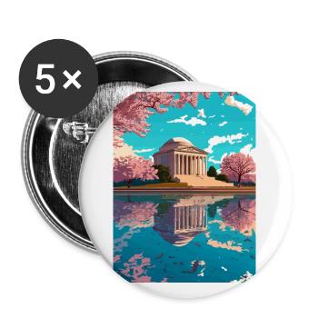 Jefferson Memorial Gedenkmauer Washington Dc - Buttons klein 25 mm (5er Pack) - Weiß - Vorne