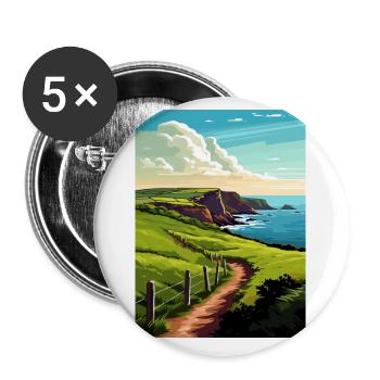 Tor Head Angleterre Vintage voyage affiche Souvenir - Lot de 5 petits badges (25 mm) - blanc - Devant