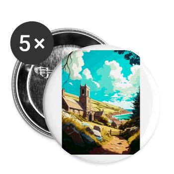 St. Agnes England Vintage Reiseposter Souvenir - Buttons klein 25 mm (5er Pack) - Weiß - Vorne