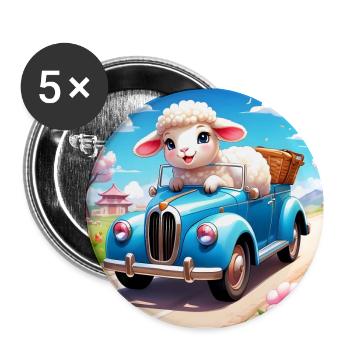 Sweet Lamb Motorist - Buttons small 1''/25 mm (5-pack) - white - Front
