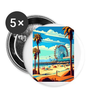 Santa Monica Kalifornien Vintage Reiseposter WPA - Buttons klein 25 mm (5er Pack) - Weiß - Vorne