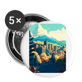 Asheville Caroline du Nord Vintage voyage affiche WPA - Lot de 5 petits badges (25 mm) - blanc - Devant
