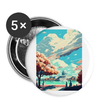 Washington Dc Vereinigte Staaten Vintage Reiseposter - Buttons klein 25 mm (5er Pack) - Weiß - Vorne