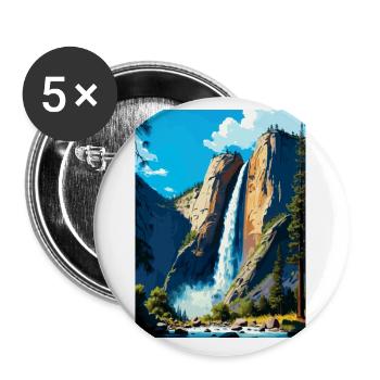 Bridalveil Falls Californie Affiche de voyage vintage - Lot de 5 petits badges (25 mm) - blanc - Devant
