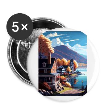 Cold Springs État de New York Vintage affiche de voyage - Lot de 5 petits badges (25 mm) - blanc - Devant