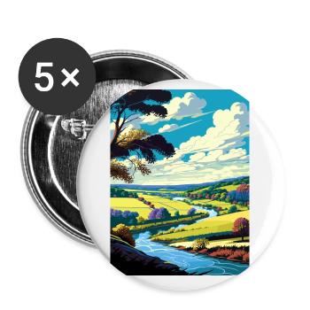 Brandywine Valley Pennsylvanie affiche de voyage - Lot de 5 petits badges (25 mm) - blanc - Devant