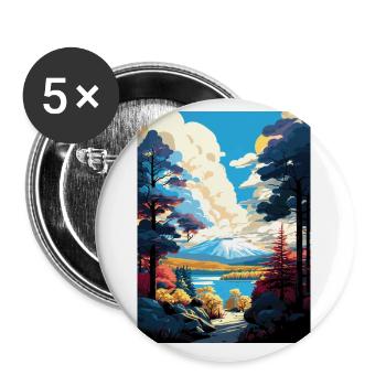 Pocono Mountains Pennsylvanie affiche de voyage - Lot de 5 petits badges (25 mm) - blanc - Devant