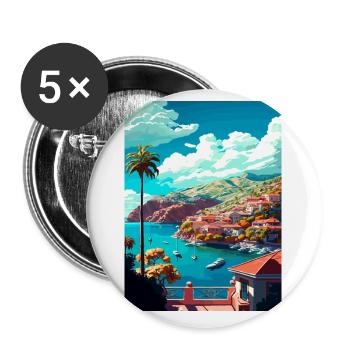 Catalina Island Kalifornien Vintage Reiseposter - Buttons klein 25 mm (5er Pack) - Weiß - Vorne