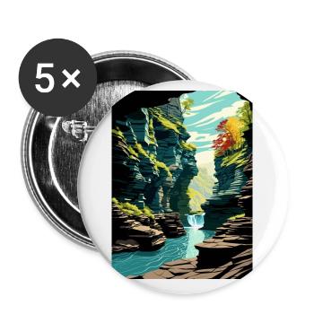 Watkins Glen State Park New York Affiche de voyage - Lot de 5 petits badges (25 mm) - blanc - Devant