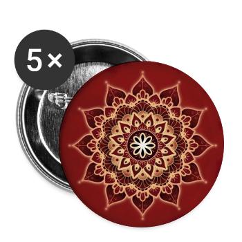 Mandala du Chakra Racine (série) - Lot de 5 petits badges (25 mm) - blanc - Devant
