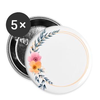 Customizable flowers, circle, colorful - Buttons small 1''/25 mm (5-pack) - white - Front